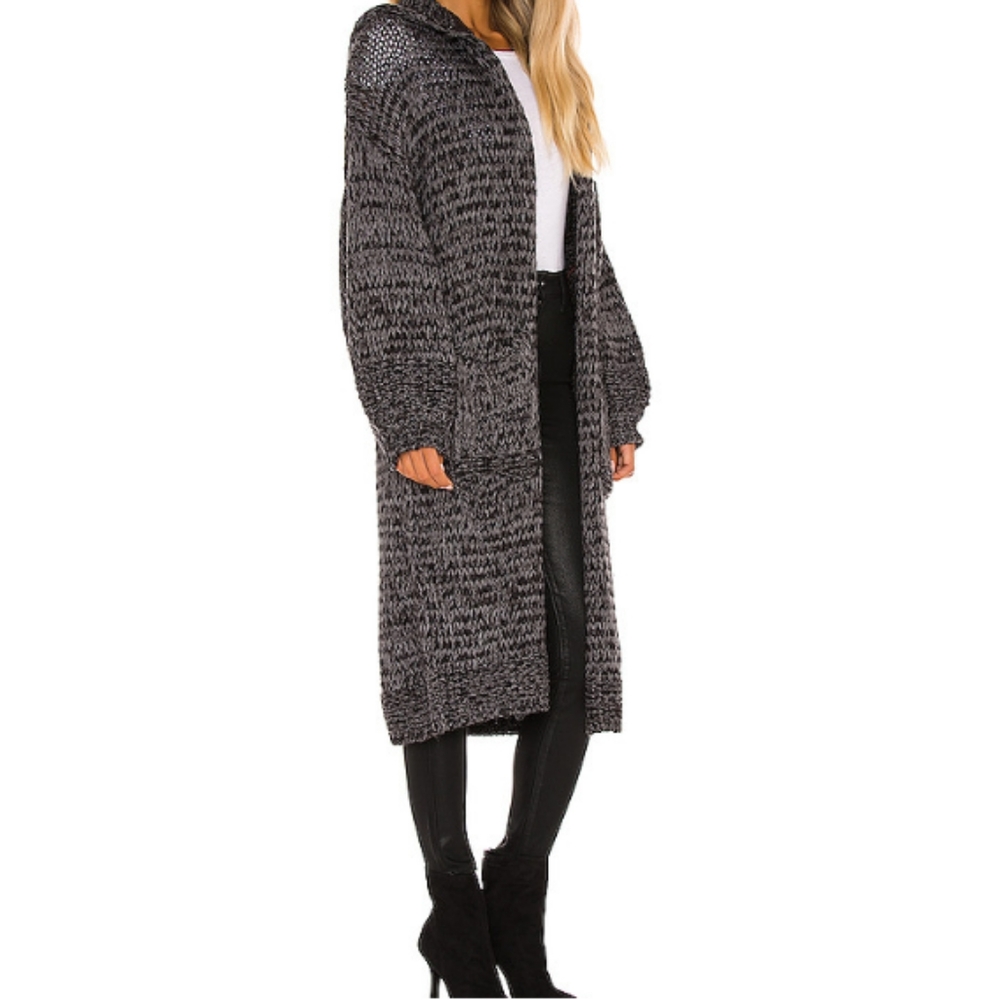 Free People Oversized Crofter Maxi Knit Cardigan Carbon Dust Color Sz Medium NWT - Picture 3 of 16